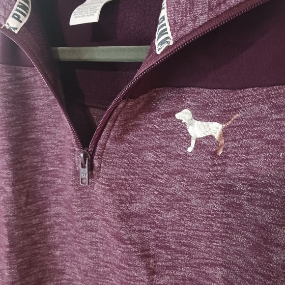 Victoria’s Secret Pink Women’s Xsmall Quarter Zip Cotton Maroon Collared Jacket - Picture 4 of 9